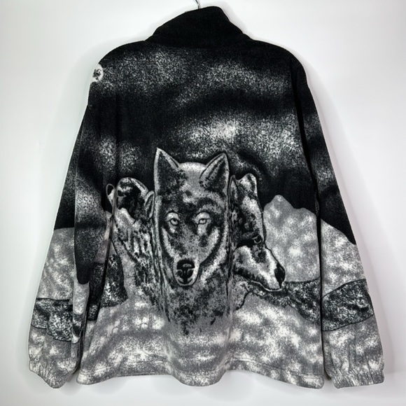 Bruno Galli Wolf AOP Fleece Full Zip Jacket Size Large - Picture 4 of 9